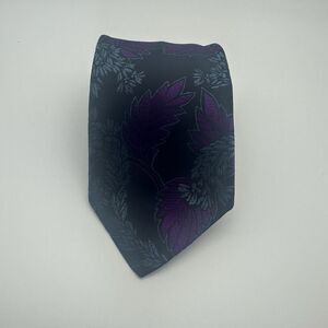 HUGO BOSS Men's 100% Silk Purple & Teal Floral Pattern Necktie Made in Italy